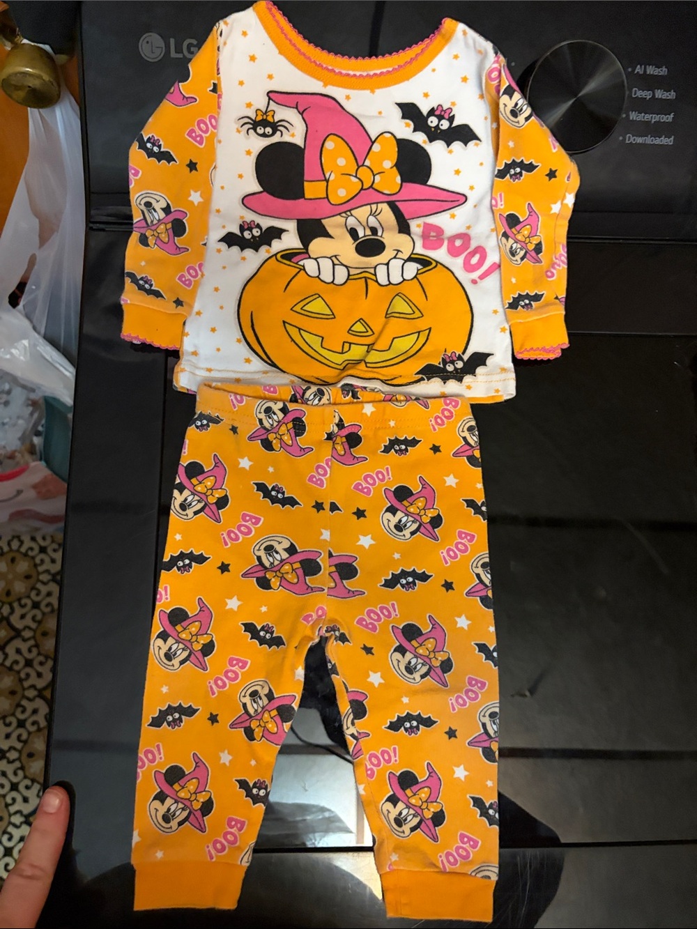 Disney Minnie Mouse Halloween Pajama Set - Orange, White & Pink